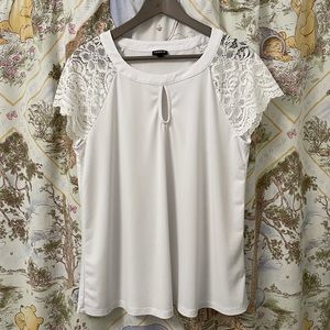 Lace Cap Sleeve Keyhole Top